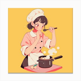 Anime Girl Cooking Canvas Print