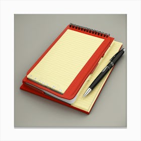 3d Notepad Icon With Pen (2) Canvas Print