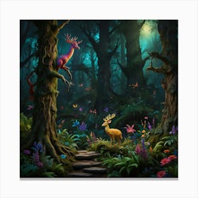 Deer In The Forest 5 Canvas Print