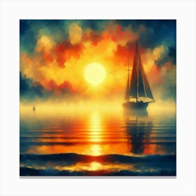 Sunset Sailboat 1 Canvas Print