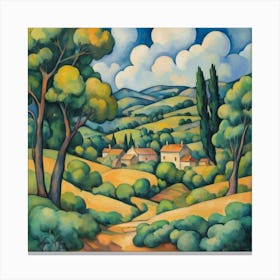 Pastoral Dreamscape Painting Inspired By Paul Cezanne 1 Canvas Print