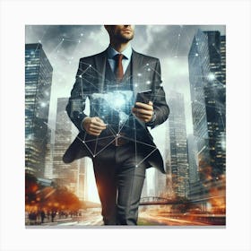 Businessman Walking In The City Canvas Print