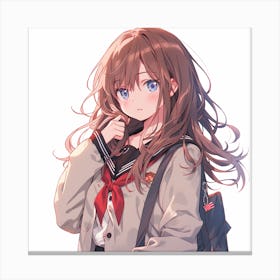 Anime Girl In School Uniform Canvas Print