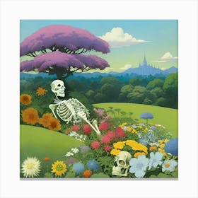 Skeleton In The Garden 1 Canvas Print