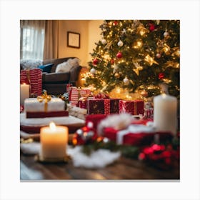 Christmas Tree In Living Room 9 Canvas Print