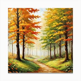 Forest In Autumn In Minimalist Style Square Composition 72 Canvas Print