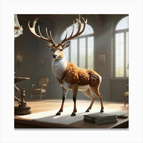 Deer In A Room 8 Canvas Print