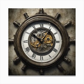 Clock With Gears Canvas Print