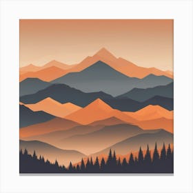 Misty mountains background in orange tone 53 Canvas Print