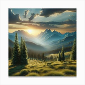 Sunset In The Mountains Canvas Print