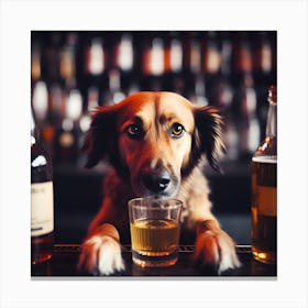 Dog in Bar Canvas Print
