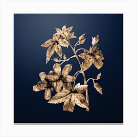 Gold Botanical Lavatera Phoenicea on Midnight Navy Canvas Print