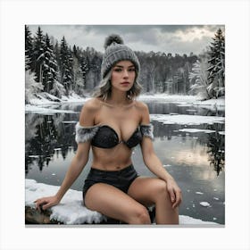 Russian Model In Winter Canvas Print