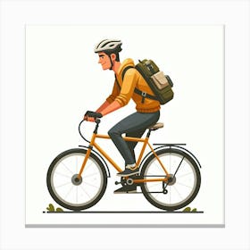 Man Riding A Bicycle Canvas Print