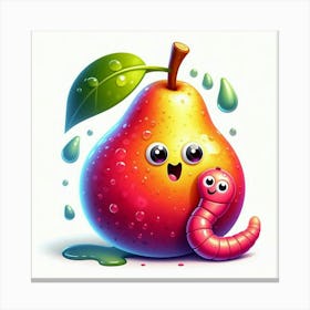 Pear And Worm Canvas Print