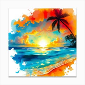 Sunset Watercolor Painting 1 Canvas Print