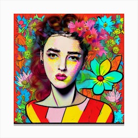 Girl With Flowers 8 Canvas Print