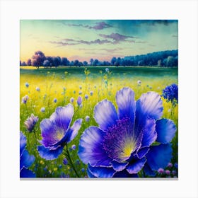 Blue Poppy Flowers Canvas Print