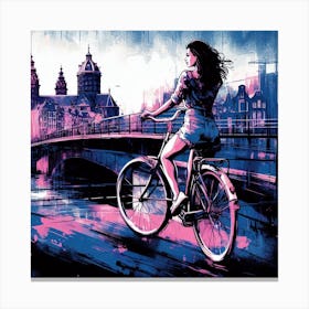 Women on bicycle 1 Canvas Print