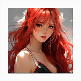 Red Haired Girl Anime 1 Canvas Print