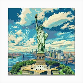 A Statue Of Liberty In New York Lofi Illustratio 1719922656 3 Canvas Print