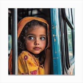 Little Girl In A Bus Canvas Print