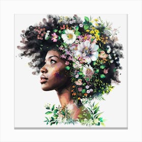 Afro Girl With Flowers 2 Canvas Print