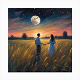 Couple In A Wheat Field Canvas Print