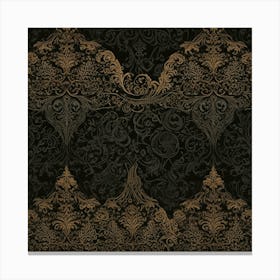 Black And Gold Damask Canvas Print