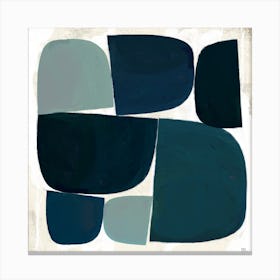 Blue Pebbles Abstract Square Composition Canvas Print