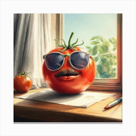 Tomato With Sunglasses 5 Canvas Print