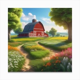 Red Barn In The Countryside 11 Canvas Print