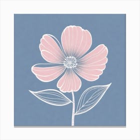 A White And Pink Flower In Minimalist Style Square Composition 388 Canvas Print
