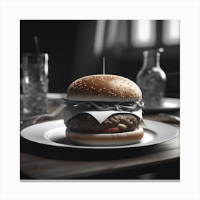 Burger On A Plate 22 Canvas Print