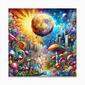 Psychedelic Mushroom City 1 Canvas Print