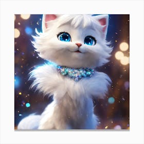 White Cat With Blue Eyes Canvas Print