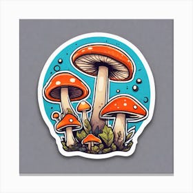 Mushrooms As A Frame Sticker 2d Cute Fantasy Dreamy Vector Illustration 2d Flat Centered By (4) Canvas Print