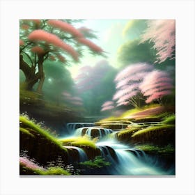 Waterfall In The Forest 3 Canvas Print