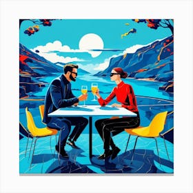 Couple Having Dinner In The Mountains Canvas Print