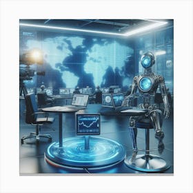 Robot In The Office 1 Canvas Print