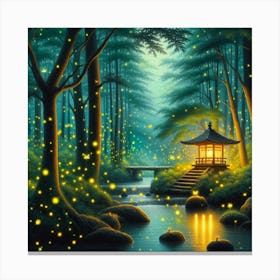 Fireflies In The Forest 2 Canvas Print