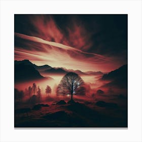 Lone Tree In The Fog 2 Canvas Print