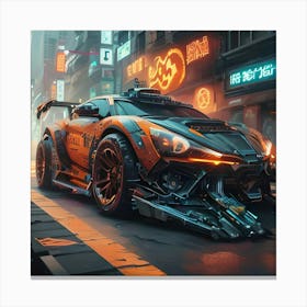 Pumpkin Car (Cyberpunk37) Canvas Print