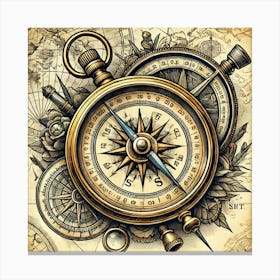 Tattoo Compass 1 Canvas Print