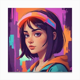 Girl In A Futuristic City Canvas Print