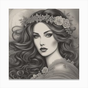 Beautiful Woman With Flowers Canvas Print