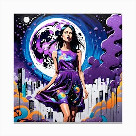 Sexy Girl In Purple Dress Canvas Print