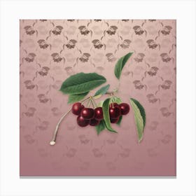 Vintage Cherry Botanical on Dusty Pink Pattern n.0854 Canvas Print