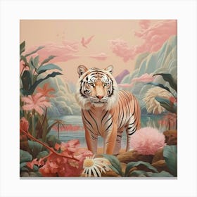 Tiger 4 Pink Jungle Animal Portrait Canvas Print