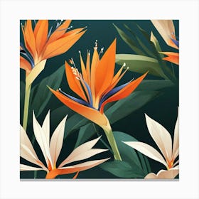 Flower of Bird of Paradise, Vector art Canvas Print